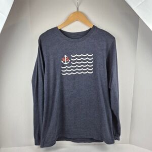 Salt and Stripes Womens L Long Sleeve Shirt Lobster Graphic Nautical Coastal Tee